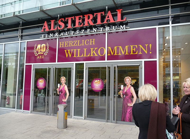 Fensterbeschriftung Fensterfolierung Alstertal-Einkaufszentrum Hamburg