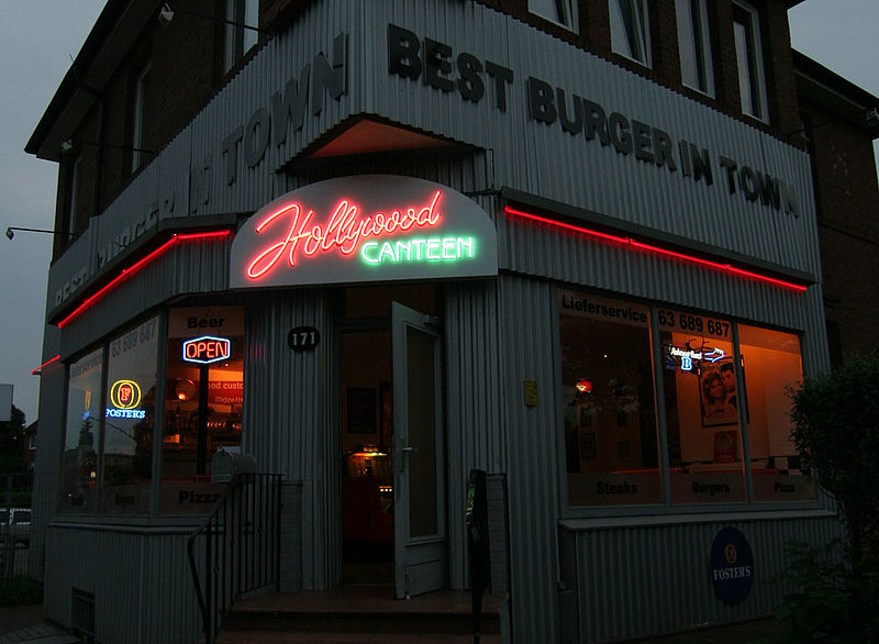 Leuchtbuchstaben Neonbuchstaben Hollywood Canteen Hamburg