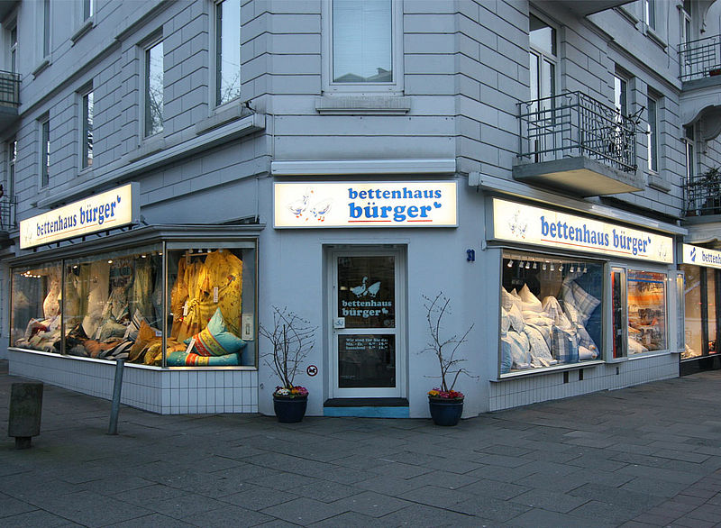 Leuchtkasten vollflächig leuchtend Bettenhaus Bürger Hamburg