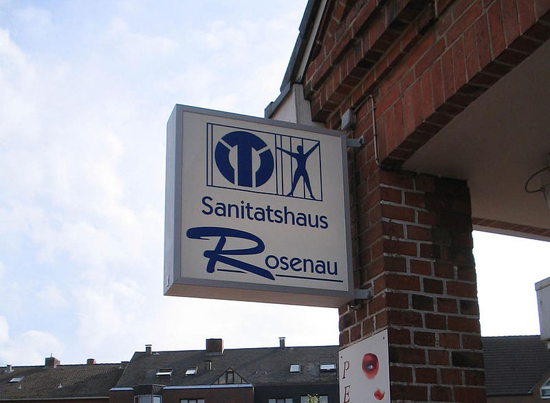 Leuchtkasten vollflächig leuchtend Sanitätshaus Rosenau Hamburg
