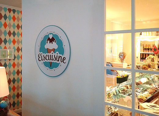 Schild Aluminium unbeleuchtet Digitaldruck Eiscuisine Hamburg