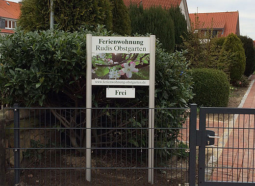 Schild unbeleuchtet Aluminium Rudis Obstgarten Jork